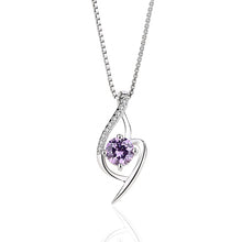 Load image into Gallery viewer, Purple Zircon Solitaire Pendant Silver Necklace