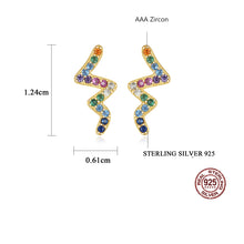 Load image into Gallery viewer, Wavy Rainbow Zircon Studded Silver Earrings