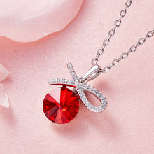 Load image into Gallery viewer, Red Circle Swarovski Crystal Pendant Silver Necklace