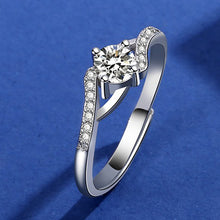 Load image into Gallery viewer, Eva Halo Solitaire MOISSANITE Adjustable Silver Ring