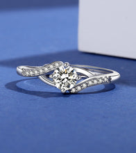 Load image into Gallery viewer, Eva Halo Solitaire MOISSANITE Adjustable Silver Ring