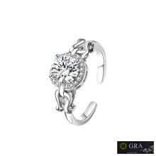 Load image into Gallery viewer, Roman au Halo MOISSANITE Adjustable Silver Ring