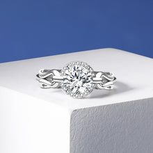 Load image into Gallery viewer, Roman au Halo MOISSANITE Adjustable Silver Ring