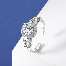 Load image into Gallery viewer, Roman au Halo MOISSANITE Adjustable Silver Ring