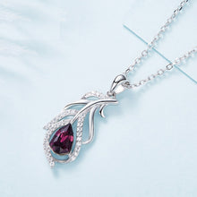 Load image into Gallery viewer, Pink Rose Swarovski Crystal Pendant Silver Necklace