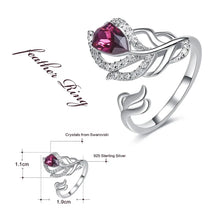 Load image into Gallery viewer, Rose Swarovski Crystal Adjustable Silver Ring