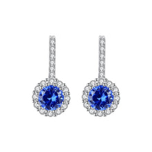Load image into Gallery viewer, Sapphire Blue Gemstone Long Stud Silver Earrings