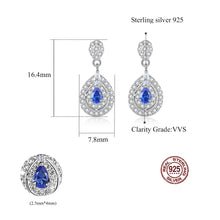 Load image into Gallery viewer, Sapphire Blue Dangling Drop Silver Earrings
