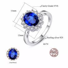 Load image into Gallery viewer, Diana Sapphire Blue Gemstone Silver Ring