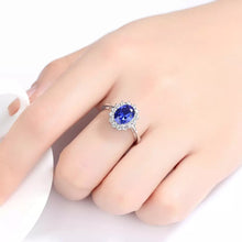 Load image into Gallery viewer, Diana Sapphire Blue Gemstone Silver Ring
