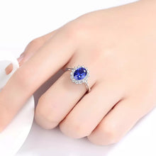 Load image into Gallery viewer, Diana Sapphire Blue Gemstone Silver Ring