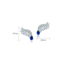 Load image into Gallery viewer, Sapphire Angel Iced Diamond Silver Earrings