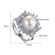 Load image into Gallery viewer, Snowflake Natural Pearl Paved Zircon Silver Ring