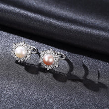 Load image into Gallery viewer, Snowflake Natural Pearl Paved Zircon Silver Ring