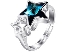 Load image into Gallery viewer, Star Couple Swarovski Crystal Adjustable Silver Ring