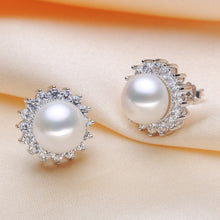 Load image into Gallery viewer, Starry White Zircon Large Natural Pearl Earrings
