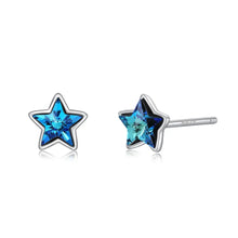 Load image into Gallery viewer, Minimal Star Blue Zircon Stud Silver Earrings