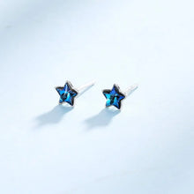 Load image into Gallery viewer, Minimal Star Blue Zircon Stud Silver Earrings