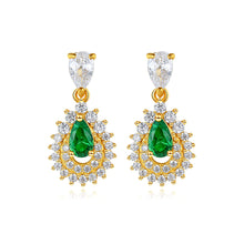 Load image into Gallery viewer, Emerald Starry Drop Dangling Silver Earrings