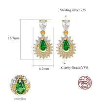 Load image into Gallery viewer, Emerald Starry Drop Dangling Silver Earrings