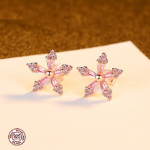 Load image into Gallery viewer, Starry Pink Zircon Sparkling  Stud Silver Earrings