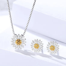 Load image into Gallery viewer, Vibrant Yellow Sunflower Silver Necklace Set
