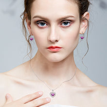 Load image into Gallery viewer, Purple Heart Swarovski Crystal Silver Earrings

