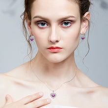 Load image into Gallery viewer, Purple Heart Swarovski Crystal Silver Earrings
