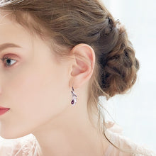 Load image into Gallery viewer, Pink Rose Swarovski Crystal Silver Earrings