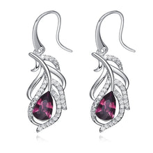 Load image into Gallery viewer, Pink Rose Swarovski Crystal Silver Earrings