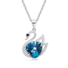 Load image into Gallery viewer, Blue Swan Swarovski Crystal Pendant Silver Necklace