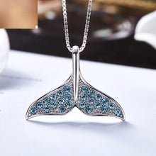 Load image into Gallery viewer, Dolphin Tail Swarovski Crystal Pendant Silver Necklace