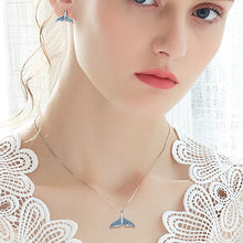 Load image into Gallery viewer, Dolphin Tail Swarovski Crystal Pendant Silver Necklace