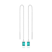 Load image into Gallery viewer, Emerald Ruby Gemstone Thread Silver Earrings