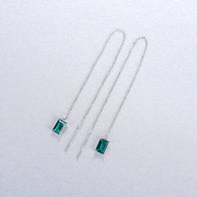 Load image into Gallery viewer, Emerald Ruby Gemstone Thread Silver Earrings