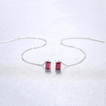 Load image into Gallery viewer, Emerald Ruby Gemstone Thread Silver Earrings