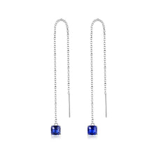 Load image into Gallery viewer, Emerald Sapphire Gemstone Thread Silver Earrings