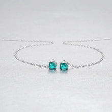 Load image into Gallery viewer, Emerald Sapphire Gemstone Thread Silver Earrings