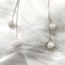 Load image into Gallery viewer, Dangling Duo Drop Zircon Studded Silver Earrings