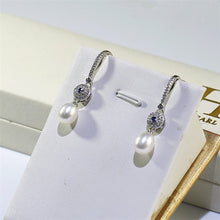 Load image into Gallery viewer, Vintage Drop Daisy Pearl Zircon Silver Earrings