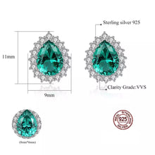Load image into Gallery viewer, Emerald Gemstone Drop Stud Silver Earrings