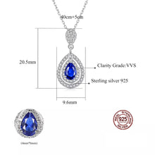 Load image into Gallery viewer, Sapphire Blue Drop Gemstone Silver Necklace