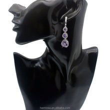 Load image into Gallery viewer, Parisian Amethyst American Diamond Silver Earrings
