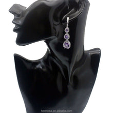 Load image into Gallery viewer, Parisian Amethyst American Diamond Silver Earrings