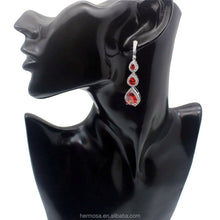 Load image into Gallery viewer, Parisian Garnet American Diamond Silver Earrings
