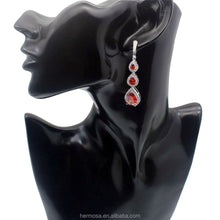 Load image into Gallery viewer, Parisian Garnet American Diamond Silver Earrings