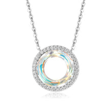 Load image into Gallery viewer, White Circle Pendant Swarovski Crystal Silver Necklace