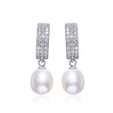 Load image into Gallery viewer, VENETIAN Zircon White Drop Pearl Silver Earrings