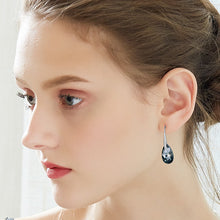 Load image into Gallery viewer, Milano Black Drop Swarovski Silver Earrings