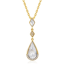 Load image into Gallery viewer, 18 K Gold Drop Swarovski Crystal Silver Necklace